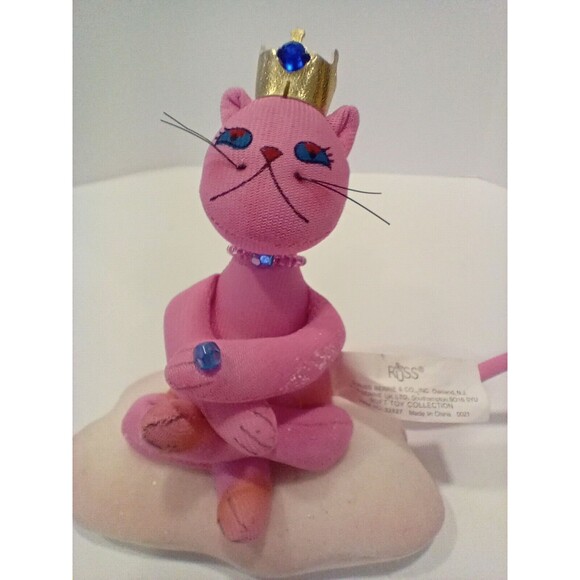 Namaste Cat Lovers: Russ Berrie Pink Fabric Kitty on Cloud 6" Plush - Picture 1 of 16